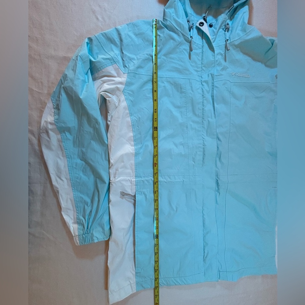 Columbia Women’s XL Aqua Blue White Fleece Lined Hooded Winter Jacket - Picture 7 of 16